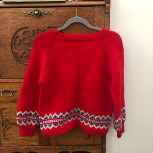 Knitted Red Patterned Women's Sweater